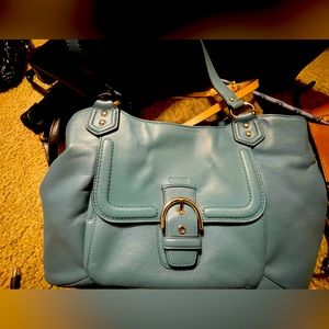 Coach baby blue leather shoulder purse